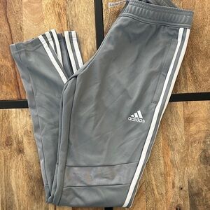 Adidas Kids Gray Joggers with White Stripes